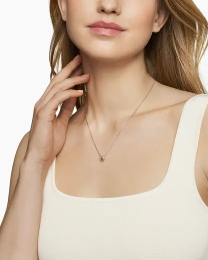 Cable Collectibles® Cookie Classic Heart Necklace Sterling Silver with 18K Yellow Gold, 8.5mm