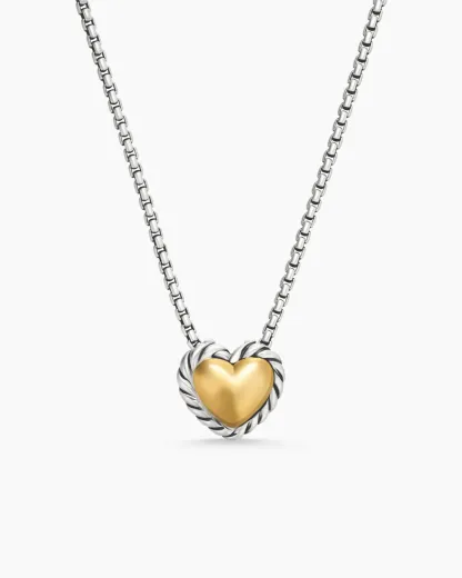 Cable Collectibles® Cookie Classic Heart Necklace Sterling Silver with 18K Yellow Gold, 8.5mm