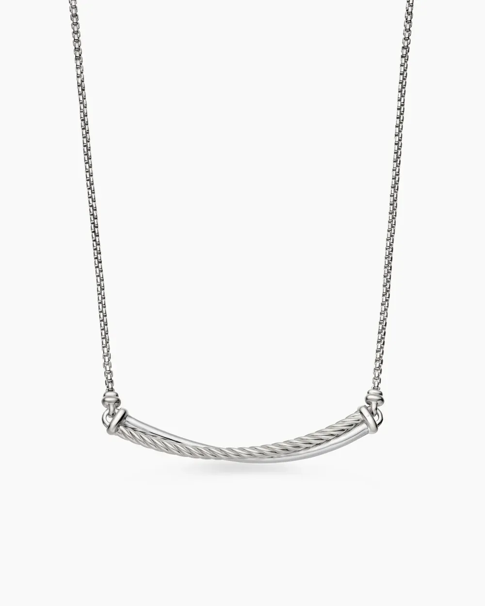 Crossover Bar Necklace Sterling Silver with Diamonds