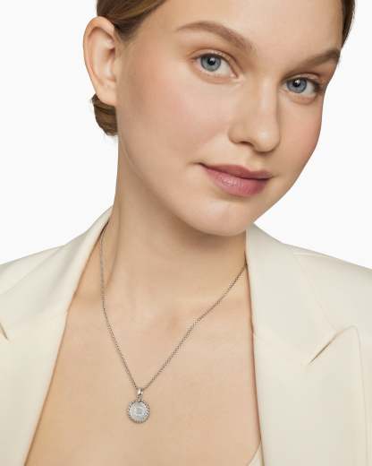 Initial Charm Necklace Sterling Silver with Diamond D