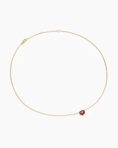 Chatelaine® Heart Pendant Necklace 18K Yellow Gold with Garnet, 8mm