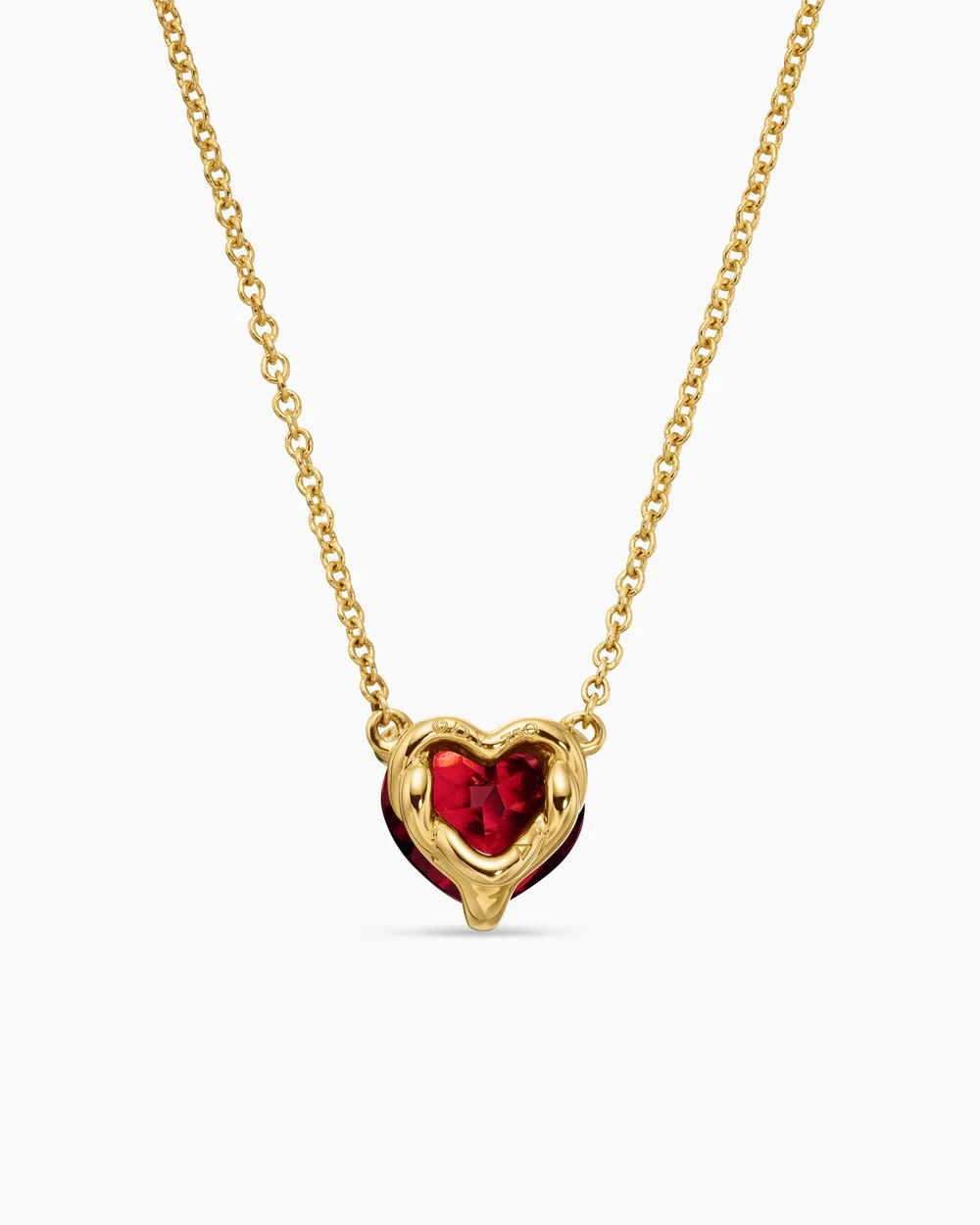 Chatelaine® Heart Pendant Necklace 18K Yellow Gold with Garnet, 8mm