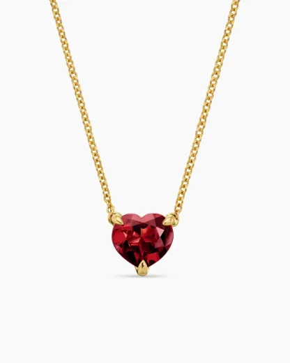 Chatelaine® Heart Pendant Necklace 18K Yellow Gold with Garnet, 8mm