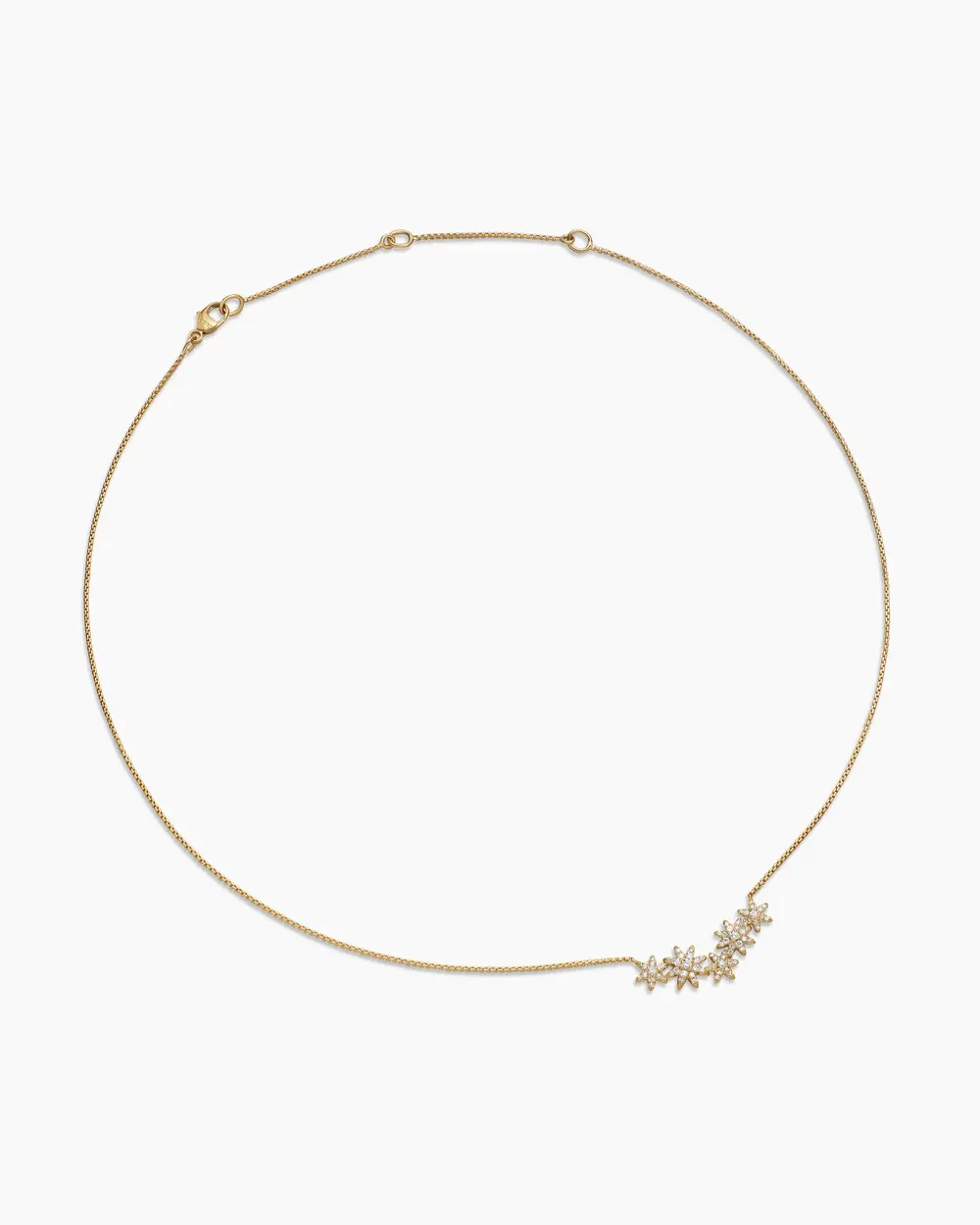 Starburst Cluster Station Necklace 18K Yellow Gold with Diamonds
