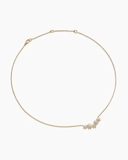 Starburst Cluster Station Necklace 18K Yellow Gold with Diamonds