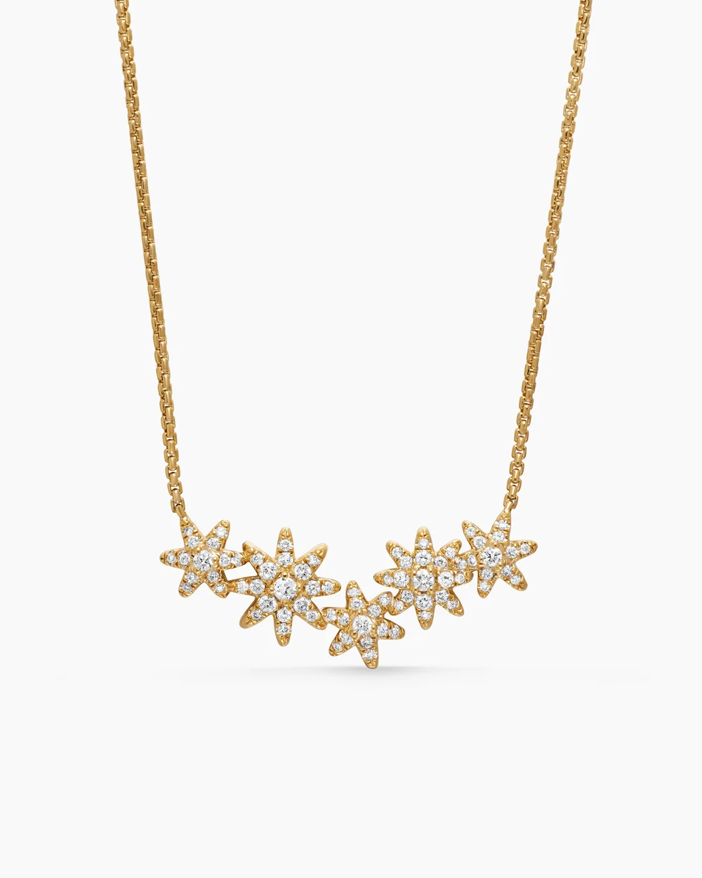 Starburst Cluster Station Necklace 18K Yellow Gold with Diamonds