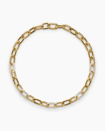 DY Madison® Chain Necklace 18K Yellow Gold with Diamonds, 11mm