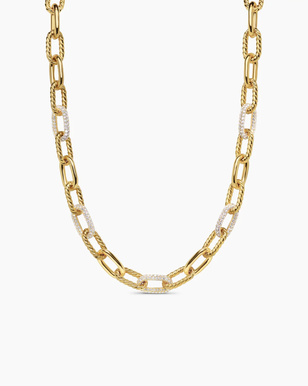 DY Madison® Chain Necklace 18K Yellow Gold with Diamonds, 11mm