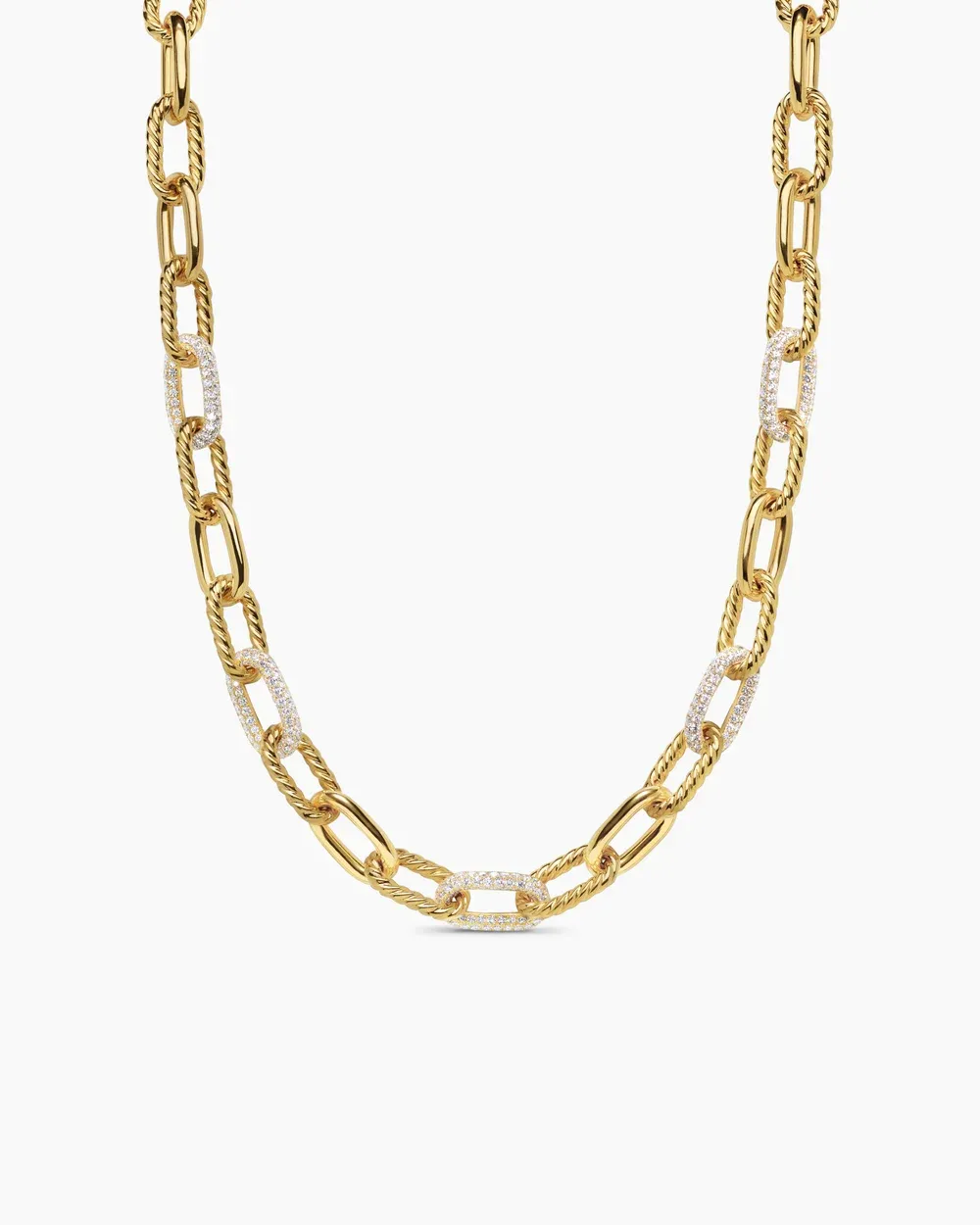 DY Madison® Chain Necklace 18K Yellow Gold with Diamonds, 11mm