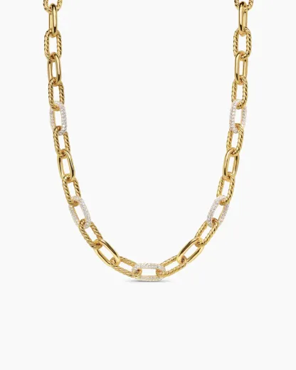 DY Madison® Chain Necklace 18K Yellow Gold with Diamonds, 11mm