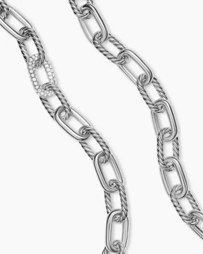 DY Madison® Chain Necklace Sterling Silver with Diamonds, 11mm