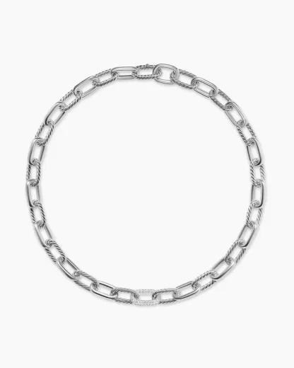 DY Madison® Chain Necklace Sterling Silver with Diamonds, 11mm