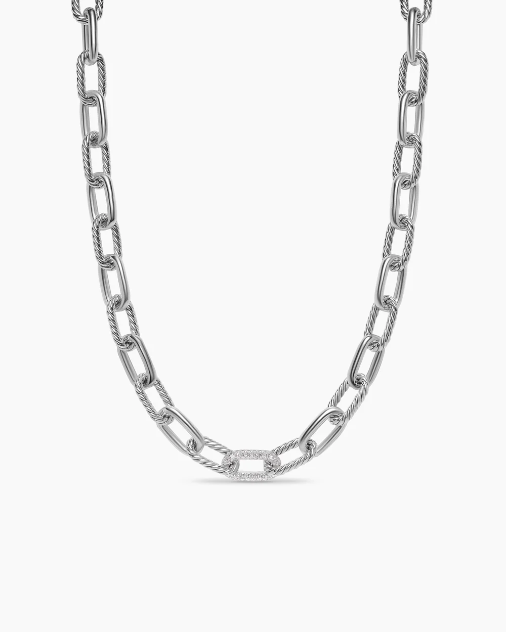 DY Madison® Chain Necklace Sterling Silver with Diamonds, 11mm