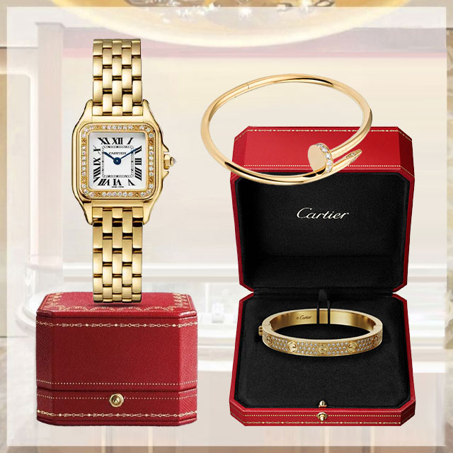 3‑Piece Carthttier Stack –Panthere, Yellow Gold, Diamonds