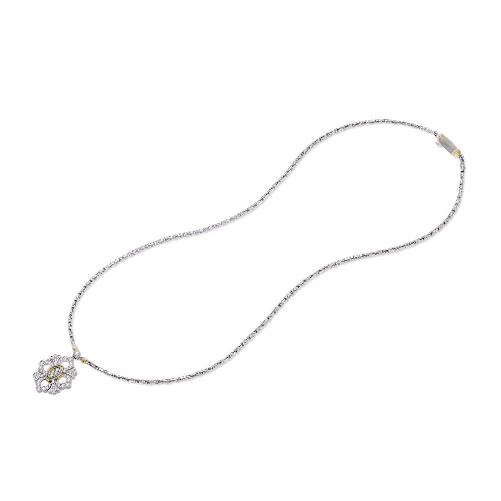 OPERA FULL PAVE' WHITE AND YELLOW GOLD PENDANT WITH DIAMONDS