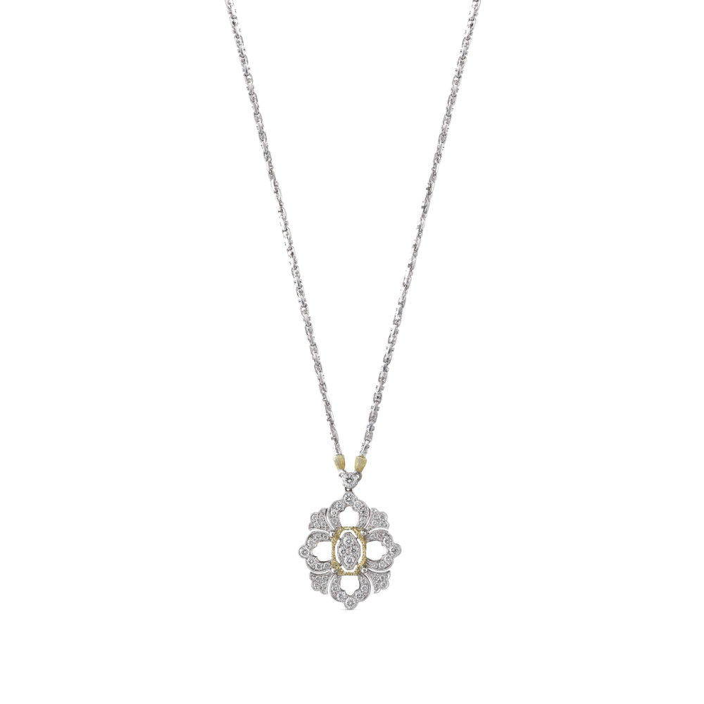 OPERA FULL PAVE' WHITE AND YELLOW GOLD PENDANT WITH DIAMONDS