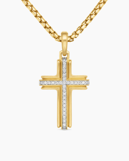 Cross Pendant 18K Yellow Gold with Diamonds