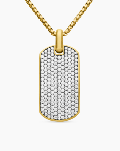 Chevron Tag 18K Yellow Gold with Diamonds, 42mm