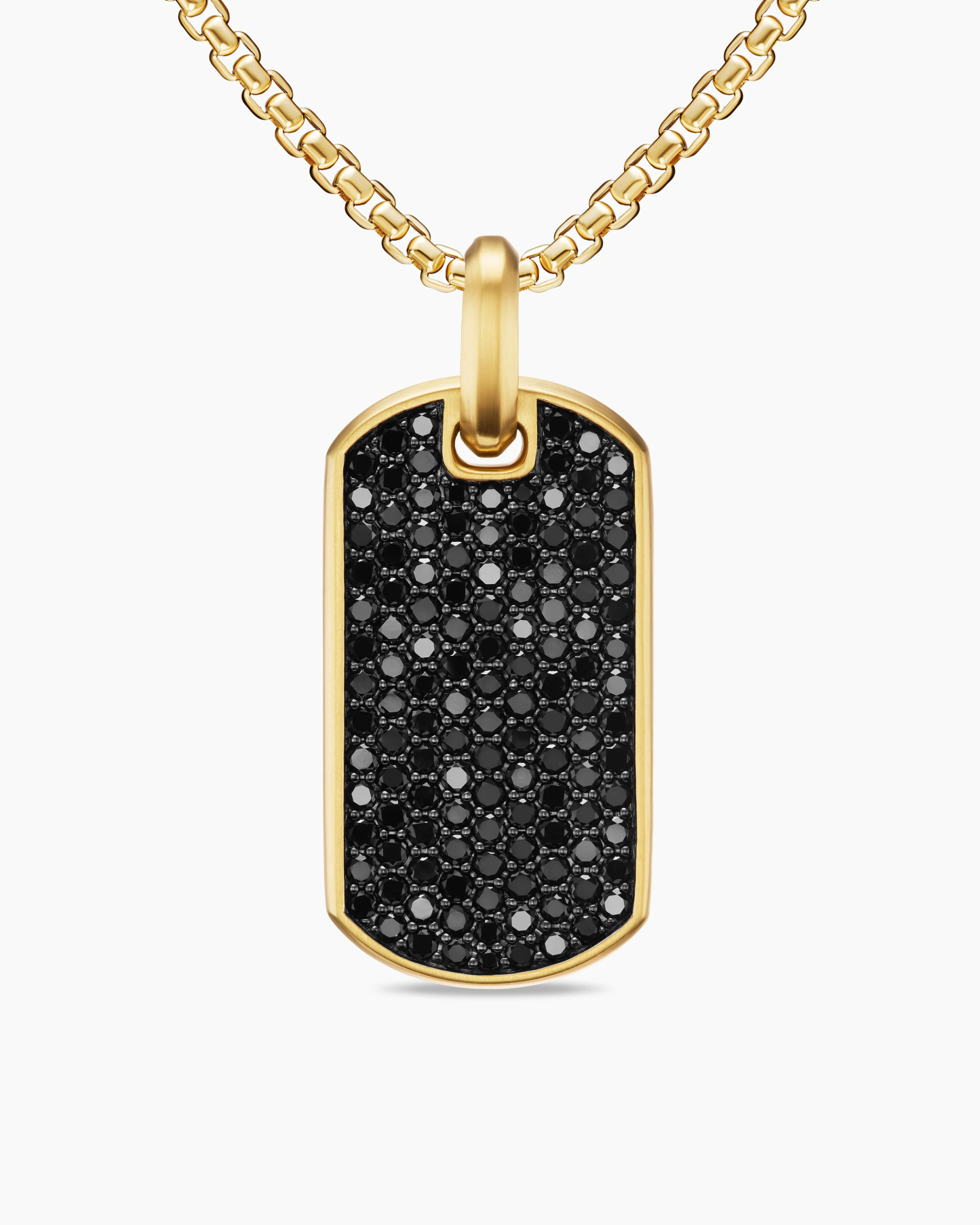 Chevron Tag 18K Yellow Gold with Black Diamonds, 42mm