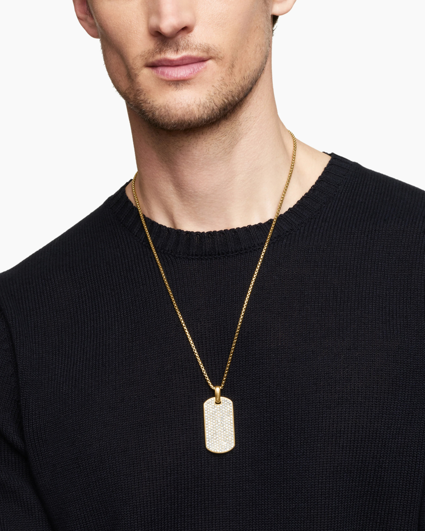 Chevron Tag 18K Yellow Gold with Diamonds, 42mm