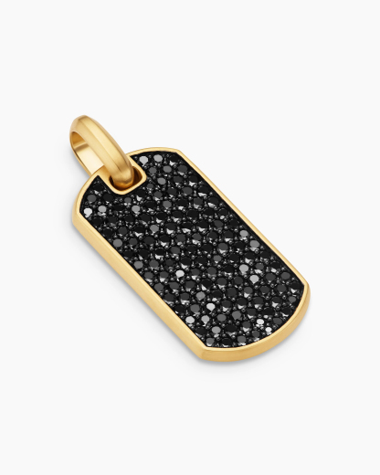 Chevron Tag 18K Yellow Gold with Black Diamonds, 42mm