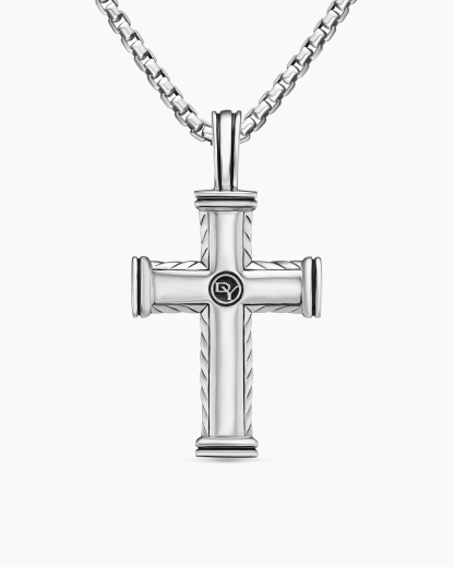 Chevron Cross Pendant Sterling Silver with Diamonds