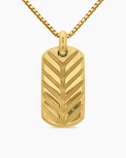 Chevron Tag 18K Yellow Gold with Diamonds, 42mm