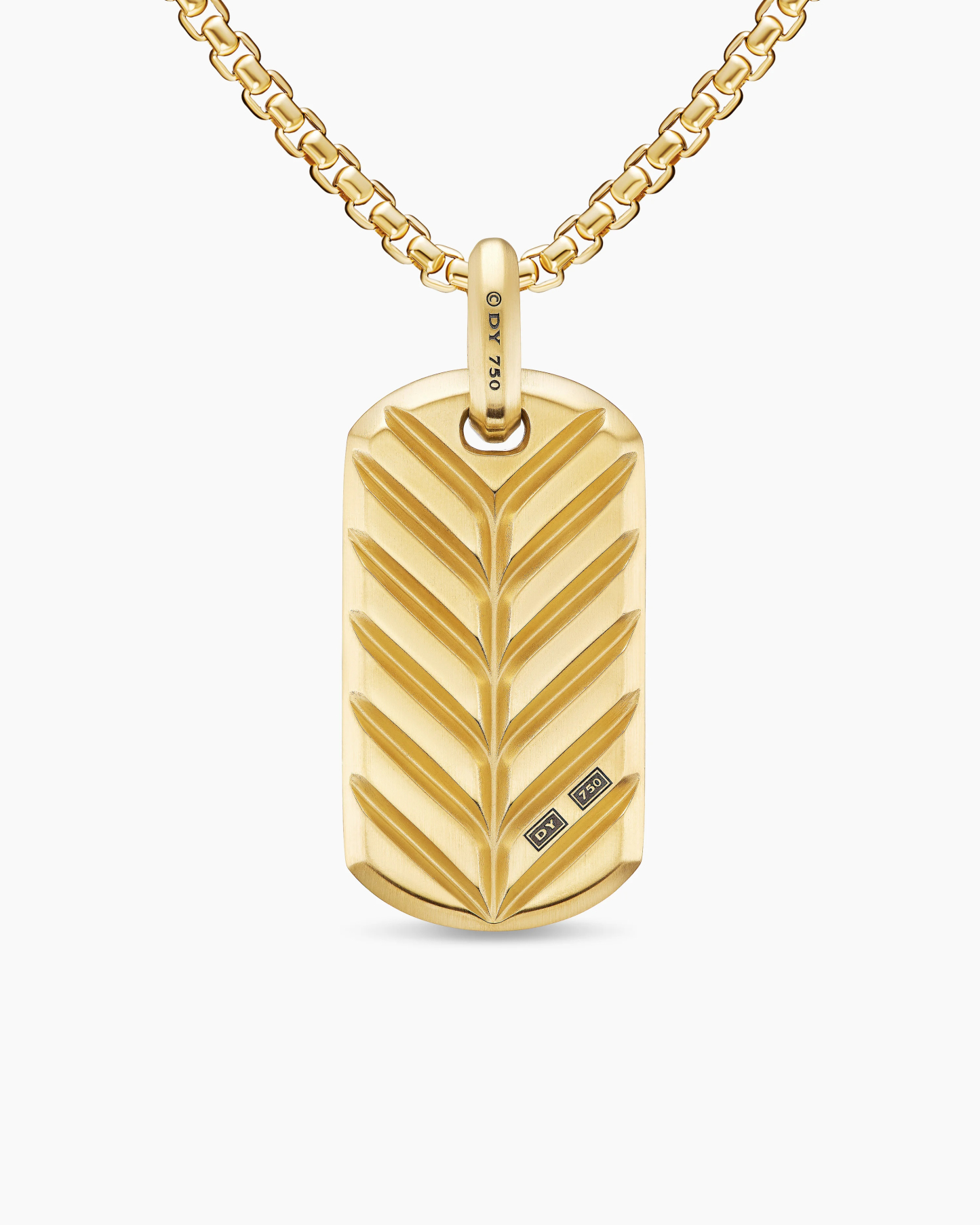 Chevron Tag 18K Yellow Gold with Black Diamonds, 42mm