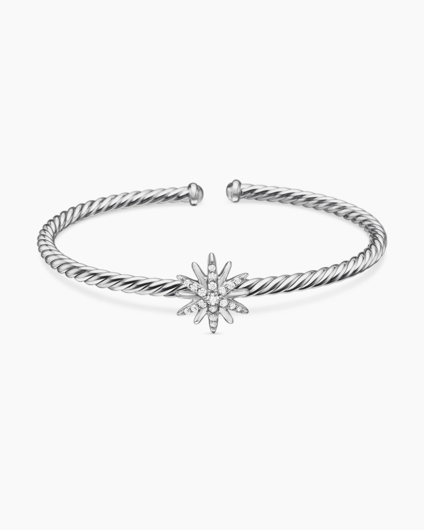 Starburst Center Station Bracelet Sterling Silver with Diamonds, 3mm