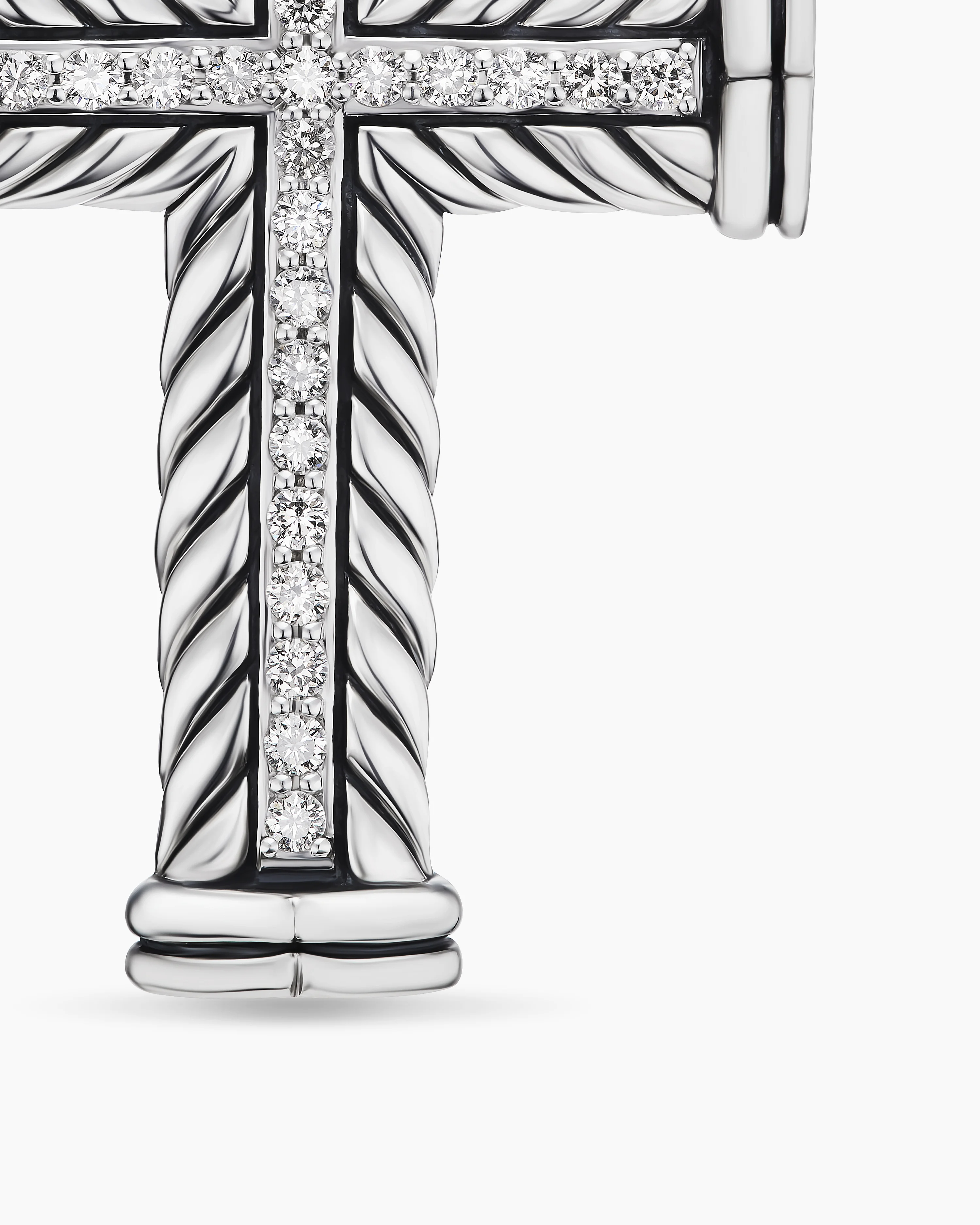 Chevron Cross Pendant Sterling Silver with Diamonds
