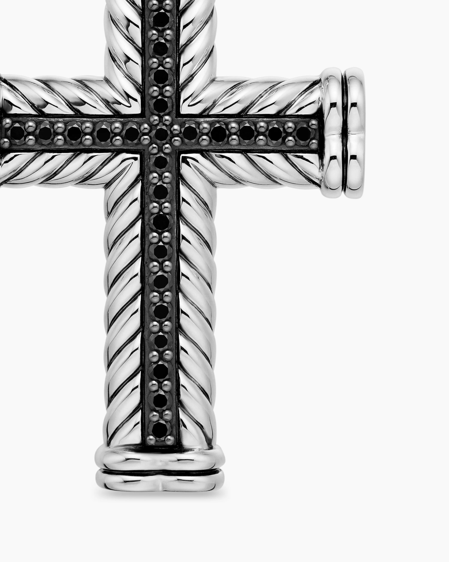 Chevron Cross Pendant Sterling Silver with Black Diamonds