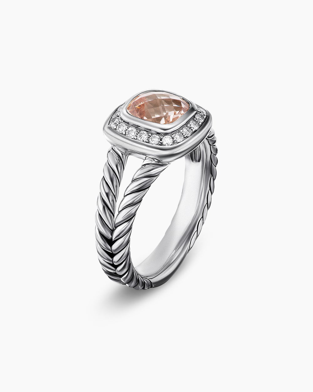 Petite Albion庐 Ring Sterling Silver with Morganite and Diamonds, 7mm