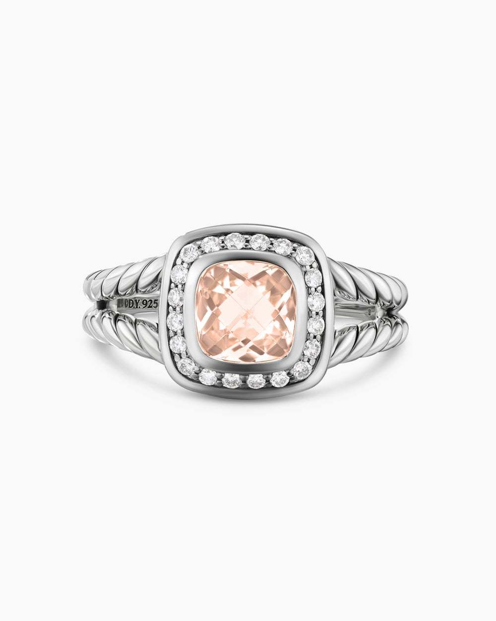 Petite Albion庐 Ring Sterling Silver with Morganite and Diamonds, 7mm