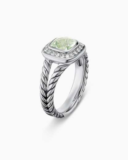 Petite Albion庐 Ring Sterling Silver with Prasiolite and Diamonds, 7mm