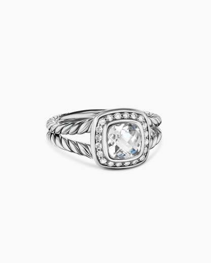 Petite Albion庐 Ring Sterling Silver with White Topaz and Diamonds, 7mm