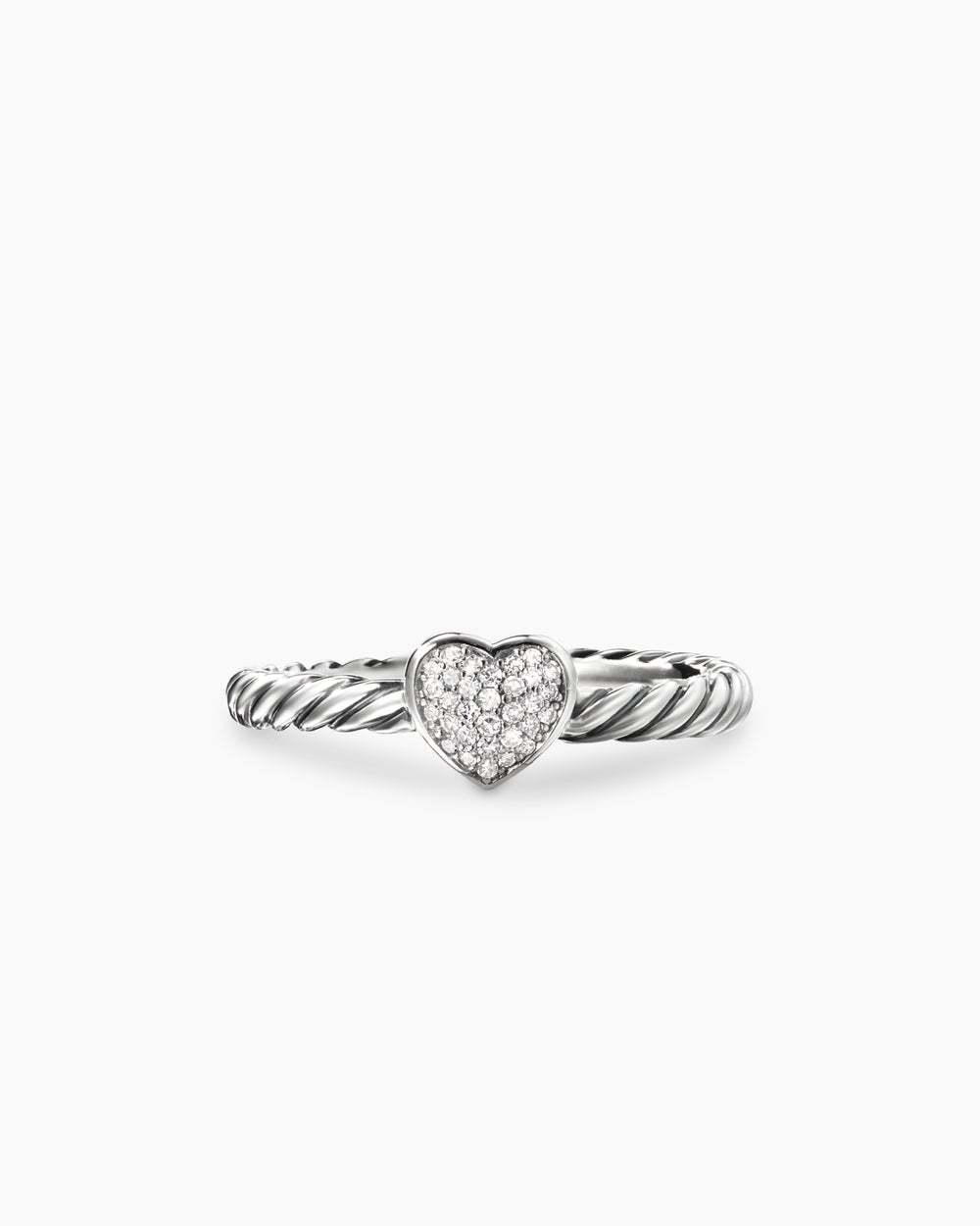 Cable Collectibles庐 Heart Stack Ring Sterling Silver with Pav茅 Diamonds, 6.2mm