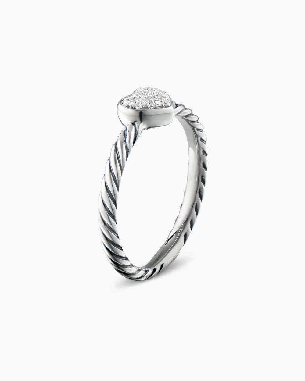 Cable Collectibles庐 Heart Stack Ring Sterling Silver with Pav茅 Diamonds, 6.2mm