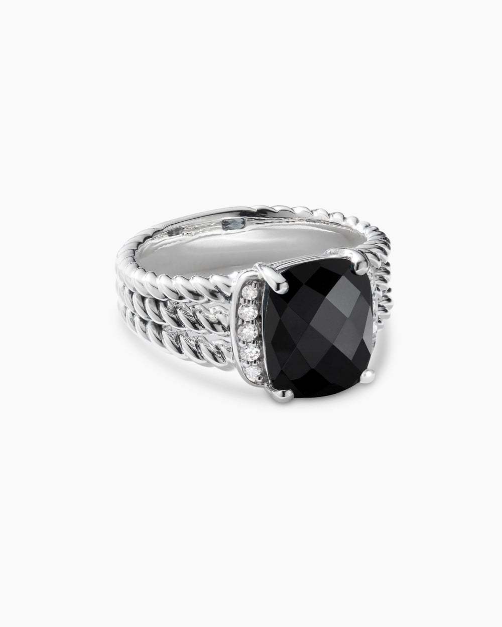 Petite Wheaton庐 Sterling Silver with Black Onyx and Diamonds, 10mm