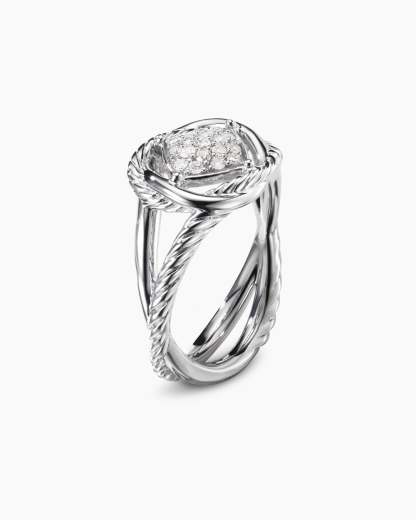 Infinity Ring Sterling Silver with Diamonds, 13mm