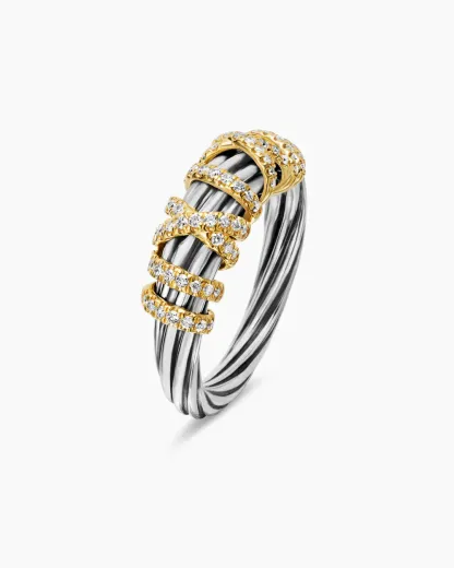Helena Ring Sterling Silver with 18K Yellow Gold and Diamonds, 7.7mm