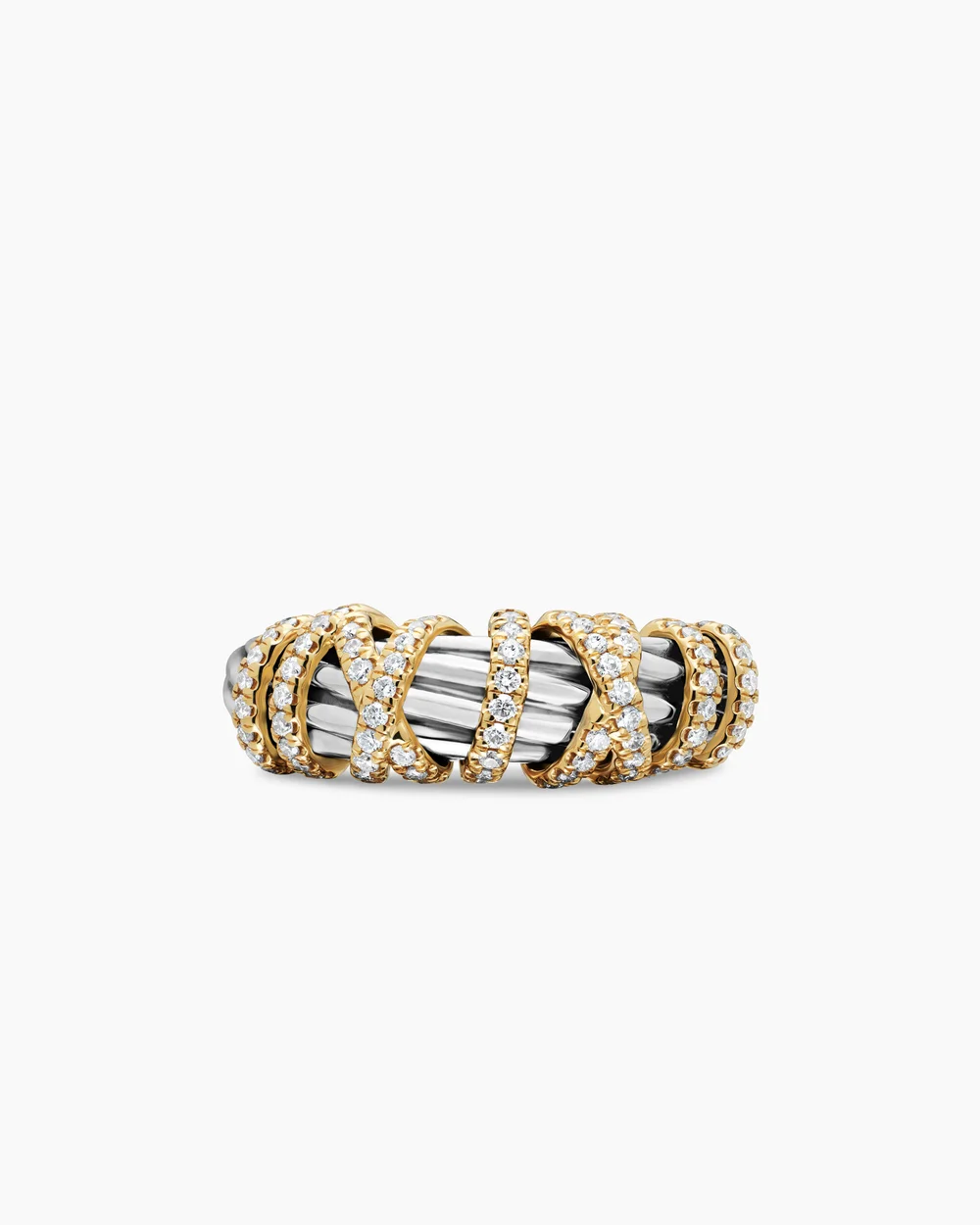 Helena Ring Sterling Silver with 18K Yellow Gold and Diamonds, 7.7mm