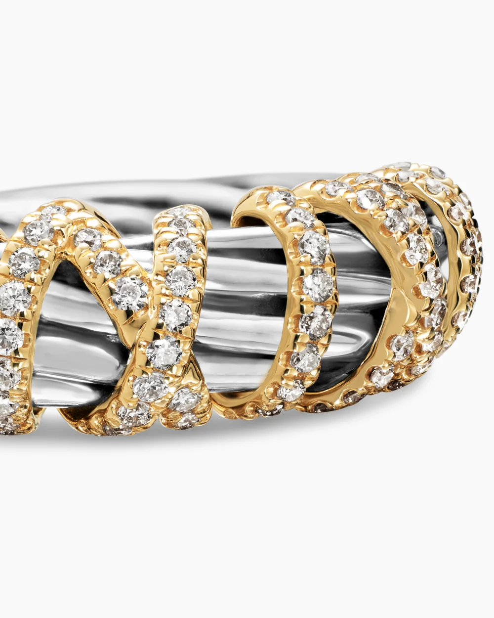 Helena Ring Sterling Silver with 18K Yellow Gold and Diamonds, 7.7mm