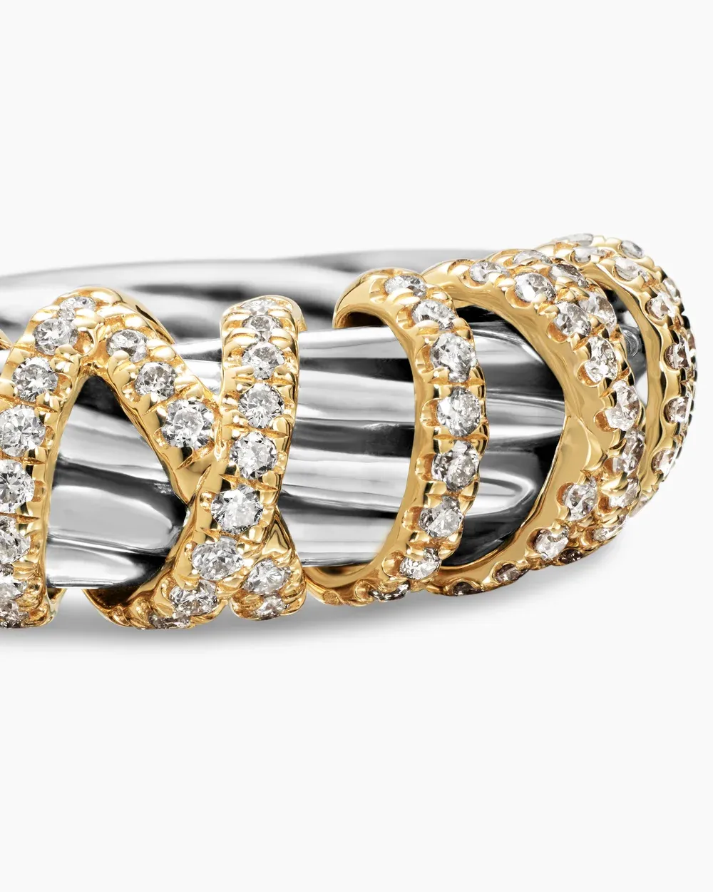 Helena Ring Sterling Silver with 18K Yellow Gold and Diamonds, 7.7mm