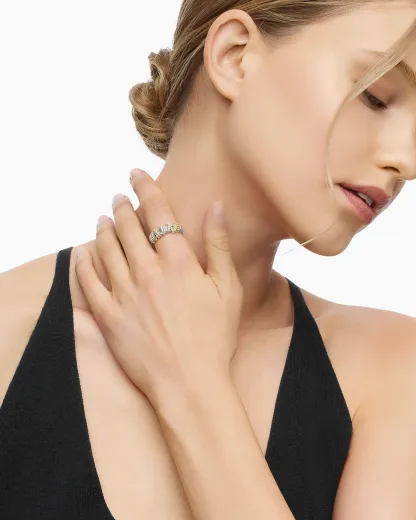 Helena Ring Sterling Silver with 18K Yellow Gold and Diamonds, 7.7mm