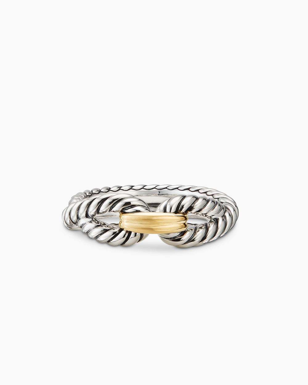 Cable Loop Band Ring Sterling Silver with 18K Yellow Gold, 7mm