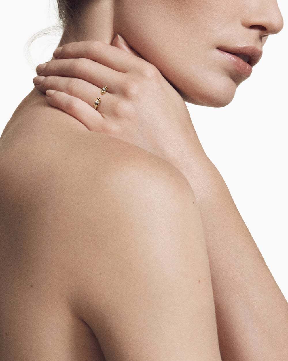 Petite Helena Ring Sterling Silver with 18K Yellow Gold Domes and Diamonds, 2.5mm