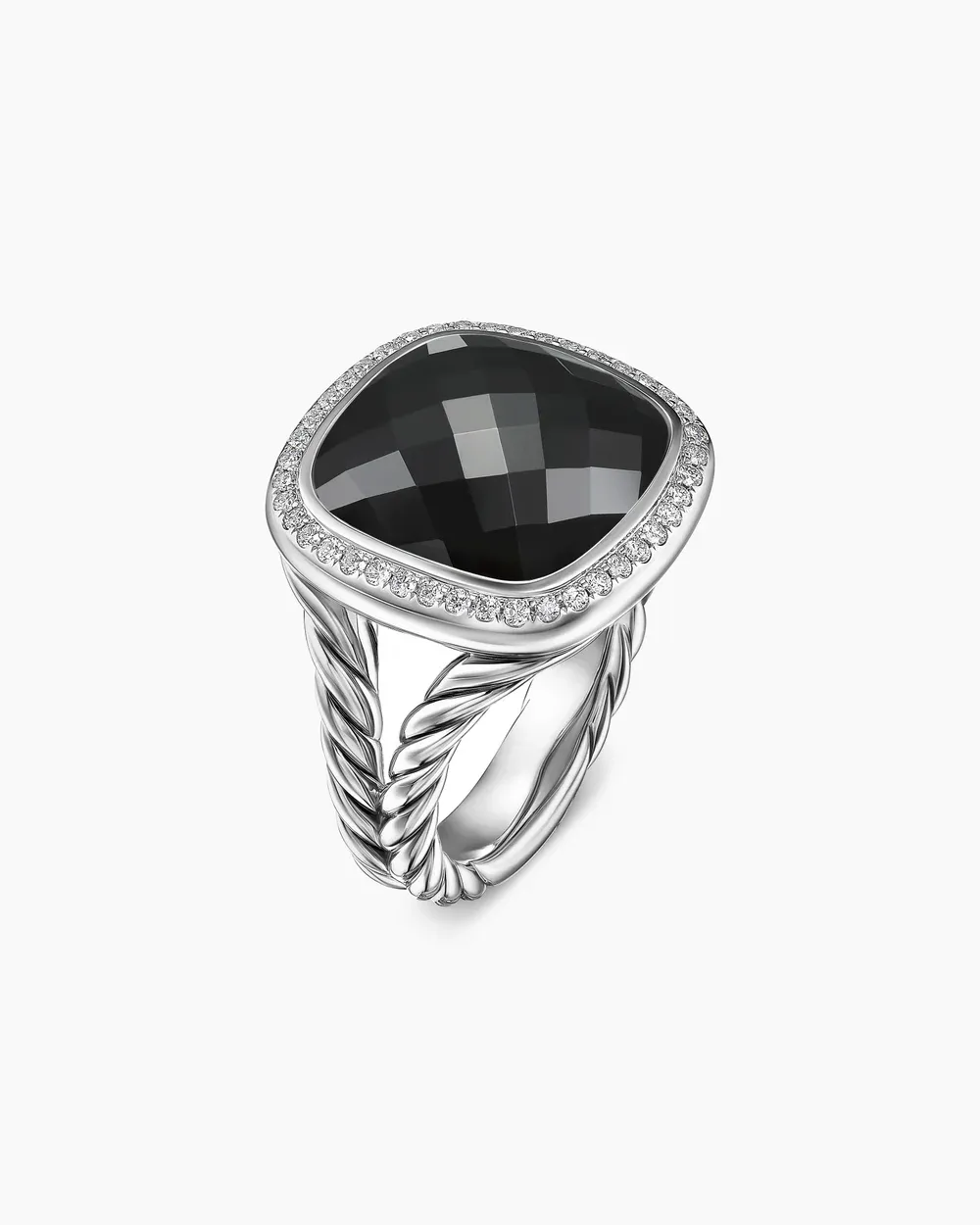 Albion® Ring Sterling Silver with Black Onyx and Diamonds, 14mm