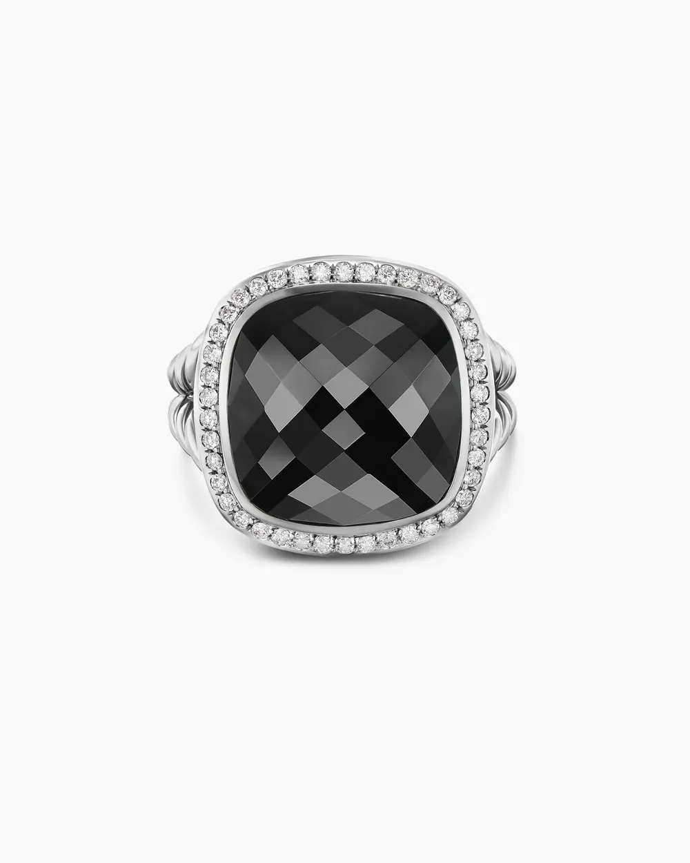 Albion® Ring Sterling Silver with Black Onyx and Diamonds, 14mm