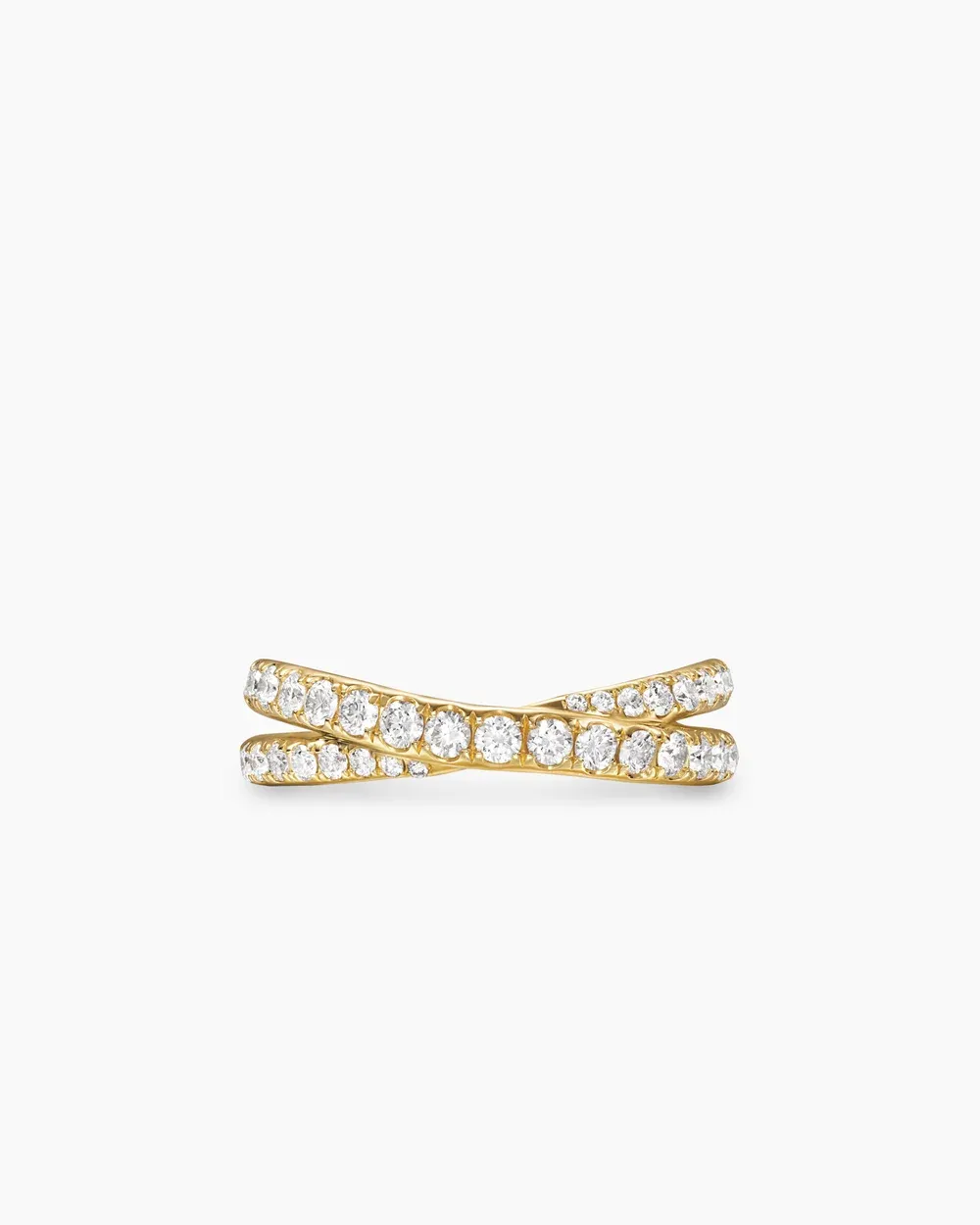 Pavé Crossover Ring 18K Yellow Gold with Diamonds, 6mm