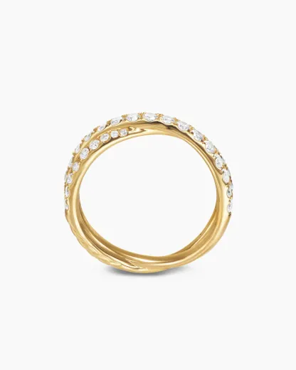 Pavé Crossover Ring 18K Yellow Gold with Diamonds, 6mm